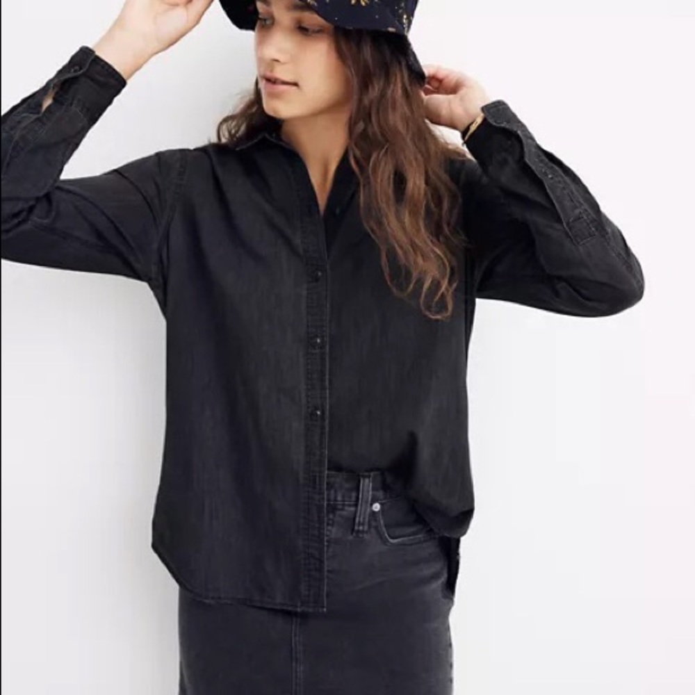 Madewell Denim Oversized Ex-Boyfriend Shirt in Lunar Wash XS